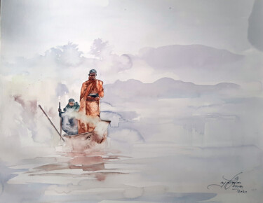Malerei mit dem Titel "Transcend forever" von Rangana, Original-Kunstwerk, Aquarell