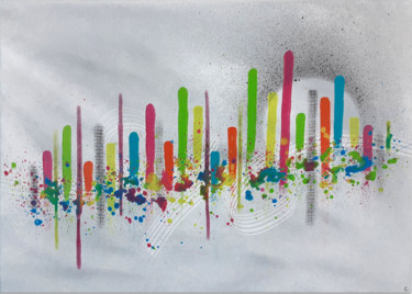 Painting titled "COLORFUL CITY" by Artylique, Original Artwork, Acrylic