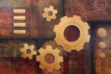 Painting titled "Gears" by Artylique, Original Artwork, Acrylic