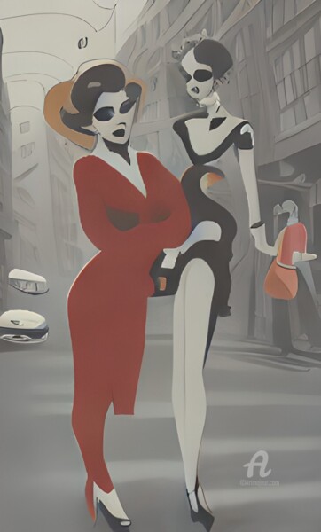 Pintura titulada "Women in the street" por Artynkom, Obra de arte original, Acrílico