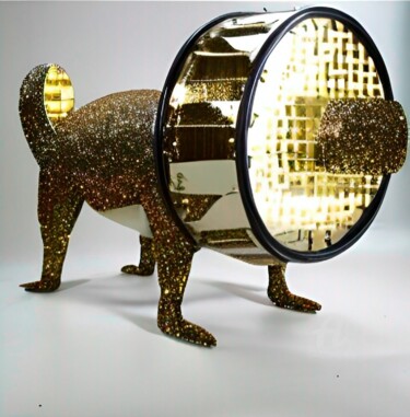 Escultura titulada "Big glitter box n°1" por Artynkom, Obra de arte original, Yeso