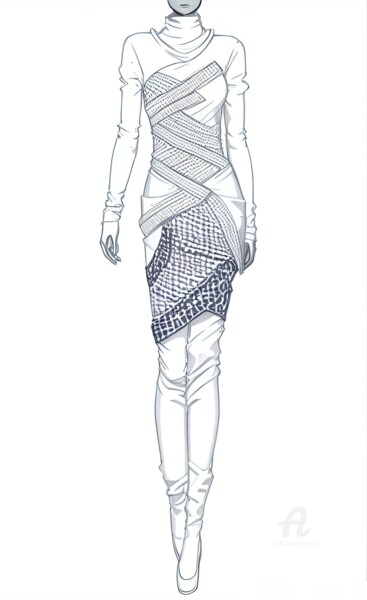 Drawing titled "Fashion design" by Artynkom, Original Artwork, Pencil