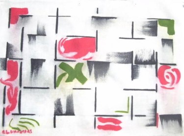 Peinture intitulée "Carte abstrait" par Zakaria, Œuvre d'art originale, Huile