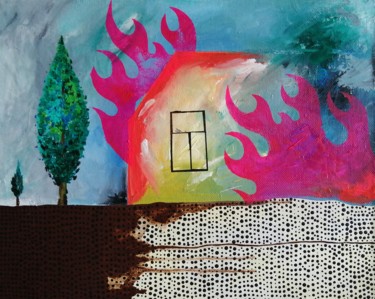 Картина под названием "Огонь" - Dima Zapylihin, Подлинное произведение искусства, Масло