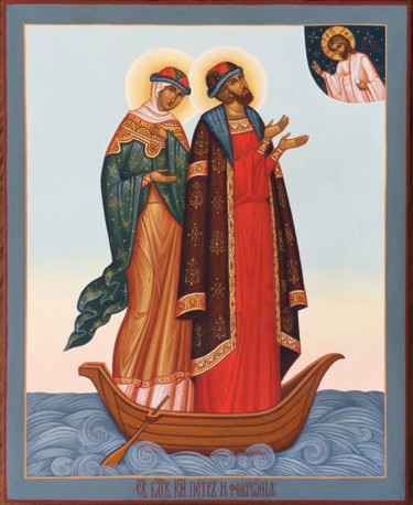 Картина под названием "Икона Святых Благов…" - Artzavitok, Подлинное произведение искусства, Темпера