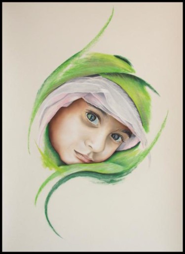Painting titled "Kenza...Enfant Afgh…" by Isabelle Nicolazzo - Zazou, Original Artwork, Other