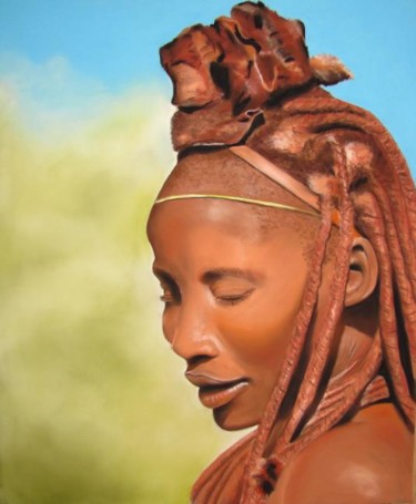 Painting titled "Himba" by Isabelle Nicolazzo - Zazou, Original Artwork, Oil