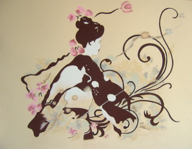 Peinture intitulée "Pastel Japon - Past…" par Isabelle Nicolazzo - Zazou, Œuvre d'art originale, Pastel