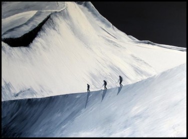 Painting titled "Vers le Mont-Blanc" by Isabelle Nicolazzo - Zazou, Original Artwork, Oil