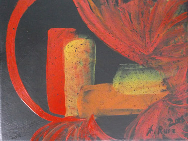 Painting titled "Théâtre en cubes" by A. Ruiz, Original Artwork, Acrylic