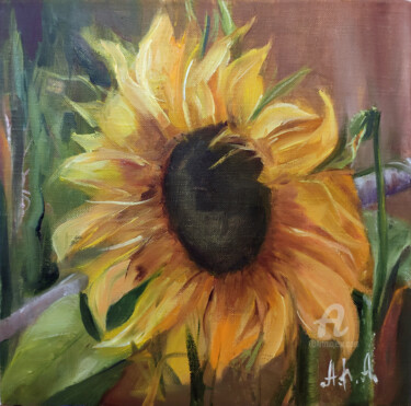 Pittura intitolato "Sunflower" da Elena Gridneva, Opera d'arte originale, Olio