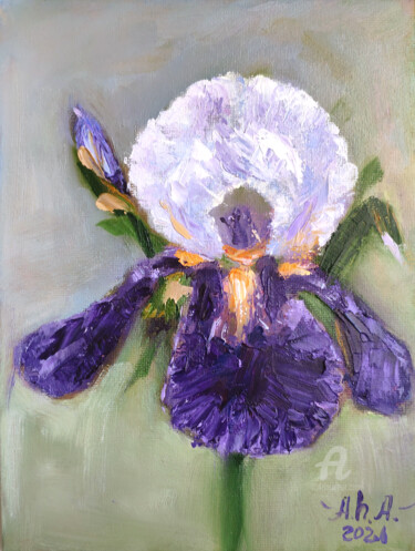 Painting titled "Iris" by Elena Gridneva, Original Artwork, Oil