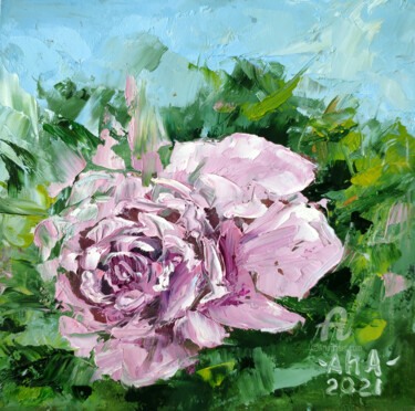 Painting titled "Purple rose" by Elena Gridneva, Original Artwork, Oil