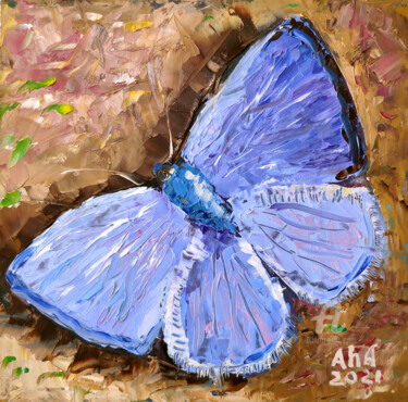 Painting titled "Butterfly moth pain…" by Elena Gridneva, Original Artwork, Oil
