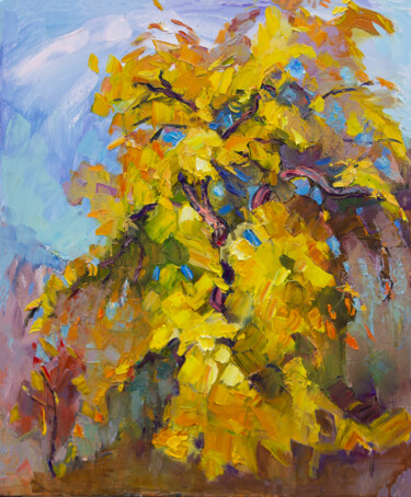 Painting titled "Autumn etude" by Arus Pashikyan, Original Artwork, Oil Mounted on Wood Stretcher frame