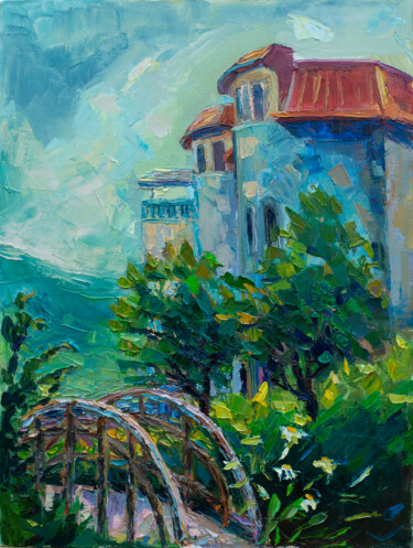 Painting titled "ler Mont" by Arus Pashikyan, Original Artwork, Oil Mounted on Wood Stretcher frame