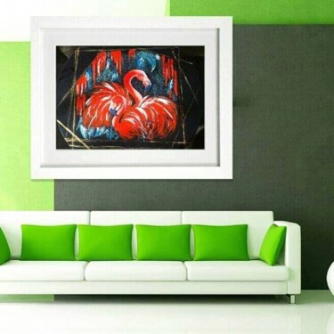 Schilderij getiteld "Красные фламинго" door Arusyak Aznauryan, Origineel Kunstwerk, Acryl