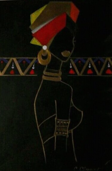 Pittura intitolato "Африканка" da Arusyak Aznauryan, Opera d'arte originale, Acrilico