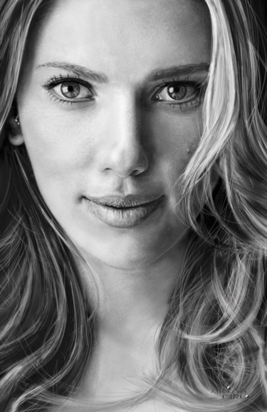 Arts numériques intitulée "Scarlett Johansson" par Aryaneire, Œuvre d'art originale