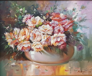 Malerei mit dem Titel "Blumen in der Vase" von Aryanpalet, Original-Kunstwerk, Öl Auf Keilrahmen aus Holz montiert