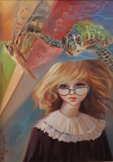 Painting titled "Fantasy" by Aryanpalet, Original Artwork, Oil Mounted on Wood Stretcher frame