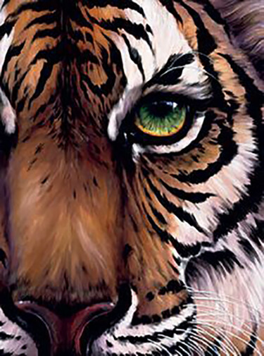 Peinture intitulée "Eye of the Tiger" par Aryawansa Kumarasinghe, Œuvre d'art originale, Huile Monté sur Châssis en bois