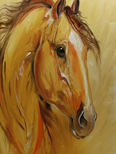 Painting titled "Stallion's Aspect" by Aryawansa Kumarasinghe, Original Artwork, Acrylic Mounted on Wood Stretcher frame