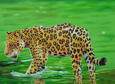 Painting titled "Jungle Waters" by Aryawansa Kumarasinghe, Original Artwork, Acrylic Mounted on Wood Stretcher frame