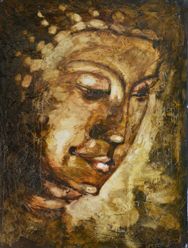 Ζωγραφική με τίτλο "Serenity" από Aryawansa Kumarasinghe, Αυθεντικά έργα τέχνης, Ακρυλικό Τοποθετήθηκε στο Ξύλινο φορείο σκε…
