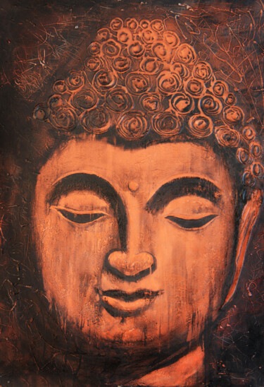 Painting titled "Contentment" by Aryawansa Kumarasinghe, Original Artwork, Acrylic Mounted on Wood Stretcher frame