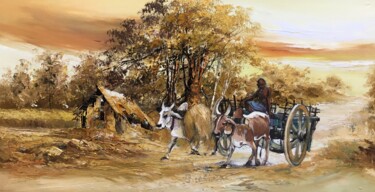 Painting titled "One with Nature" by Aryawansa Kumarasinghe, Original Artwork, Acrylic Mounted on Wood Stretcher frame