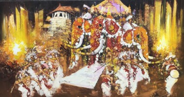 Картина под названием "Cultural Flamboyance" - Aryawansa Kumarasinghe, Подлинное произведение искусства, Акрил Установлен на…