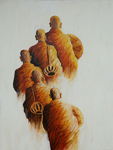 Painting titled "Path to Freedom" by Aryawansa Kumarasinghe, Original Artwork, Acrylic Mounted on Wood Stretcher frame