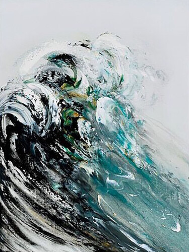 Malarstwo zatytułowany „Roaring Waves” autorstwa Aryawansa Kumarasinghe, Oryginalna praca, Akryl Zamontowany na Drewniana ra…