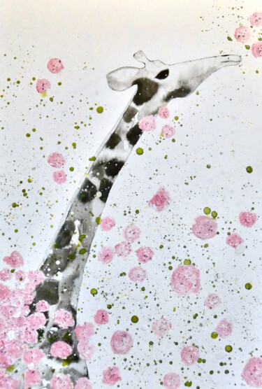 Peinture intitulée "Girafe / Prune" par Arysque, Œuvre d'art originale, Acrylique