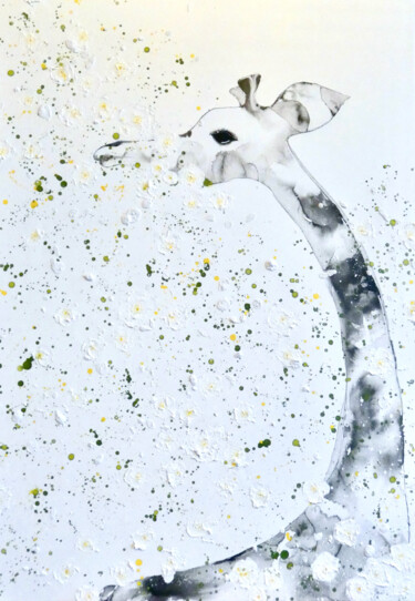 Peinture intitulée "Girafe / Cerise" par Arysque, Œuvre d'art originale, Acrylique