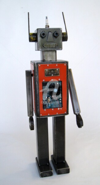 Sculpture titled "Robot animé" by Arzel, Original Artwork