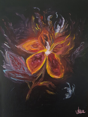 Malerei mit dem Titel "Fleur de Fumée" von Arzu Çevikalp, Original-Kunstwerk, Acryl Auf Plexiglas montiert