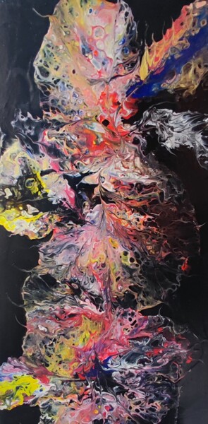Картина под названием "Fiori colorati" - As'Art, Подлинное произведение искусства, Акрил Установлен на Деревянная рама для н…