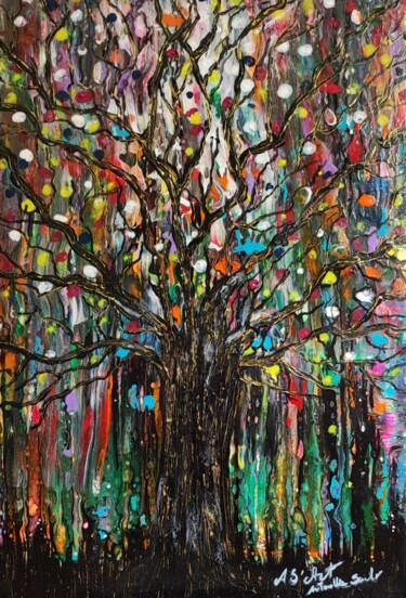 제목이 "Albero vivace"인 미술작품 As'Art로, 원작, 아크릴 나무 들것 프레임에 장착됨
