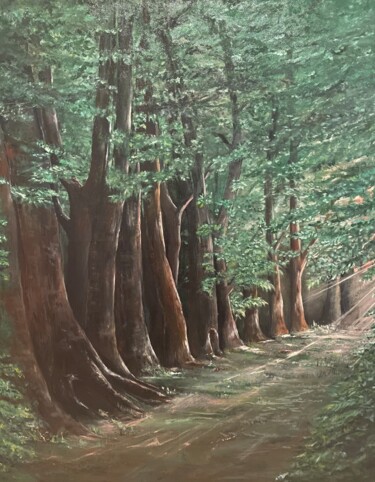 Peinture intitulée "глухой лес" par Asia Albakova (Aes Triplex), Œuvre d'art originale, Huile