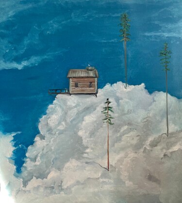 Schilderij getiteld "дом интроверта." door Asia Albakova (Aes Triplex), Origineel Kunstwerk, Olie