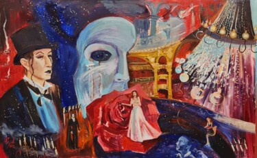 Malarstwo zatytułowany „Призрак Оперы” autorstwa Asadullina Elvira, Oryginalna praca, Olej Zamontowany na Drewniana rama nos…
