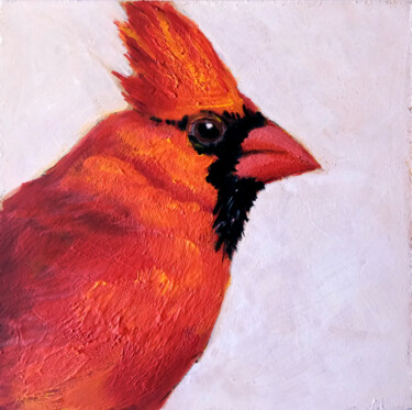 Malerei mit dem Titel "Northern Cardinal" von Asan Kurtmalaiev, Original-Kunstwerk, Acryl
