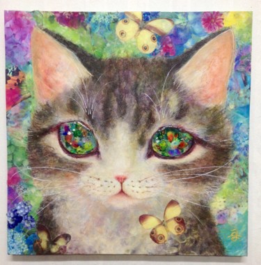 Painting titled "The cat called Pock…" by Asari Fukushima, Original Artwork