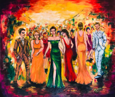 Painting titled "Party" by Aynur Gürsoy, Original Artwork, Oil