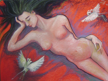 Painting titled "Sleeping Venus" by Nathalie Aseeva, Original Artwork, Pastel