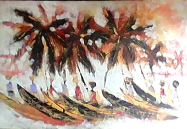Painting titled "Beach market 2" by Asenior, Original Artwork, Acrylic