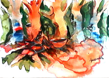 Peinture intitulée "Hot sun selling" par Asenior, Œuvre d'art originale, Aquarelle