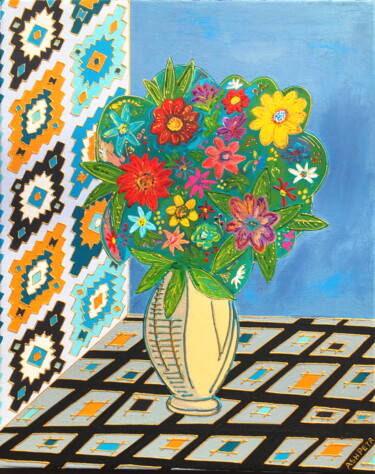 Malerei mit dem Titel "Bouquet" von Ash Petr (Ashot Petrosyan), Original-Kunstwerk, Acryl